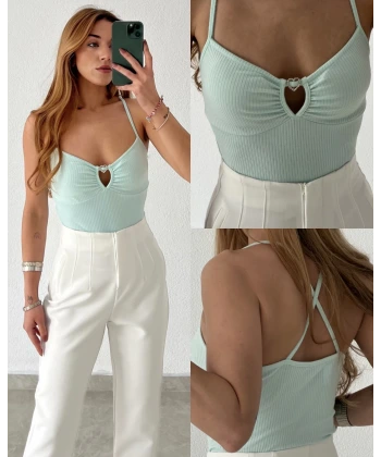 Orj Marka Kalp Taşlı Crop