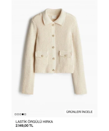 Orj. Marka Lastik Örgülü Gold Düğmeli Hırka