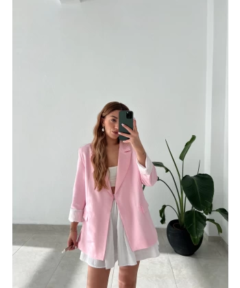 Vatkalı Premium Pembe Ceket