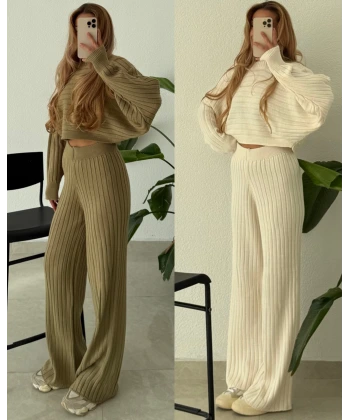 Yarasa Kol Pantolonlu Triko Takım