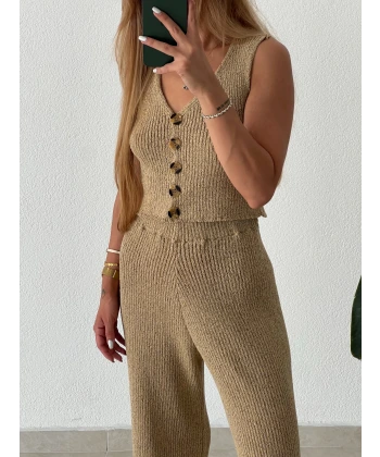 Yelekli Triko Takım