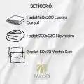83 Tel Çizgili Pamuk Saten Çift Kişilik Otel Nevresim Takımı (Lastikli Çarşaflı)