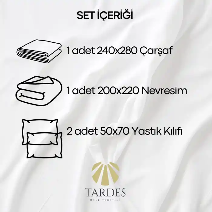 60 Tel Çift Kişilik Otel Nevresim Takımı (Düz Çarşaflı)