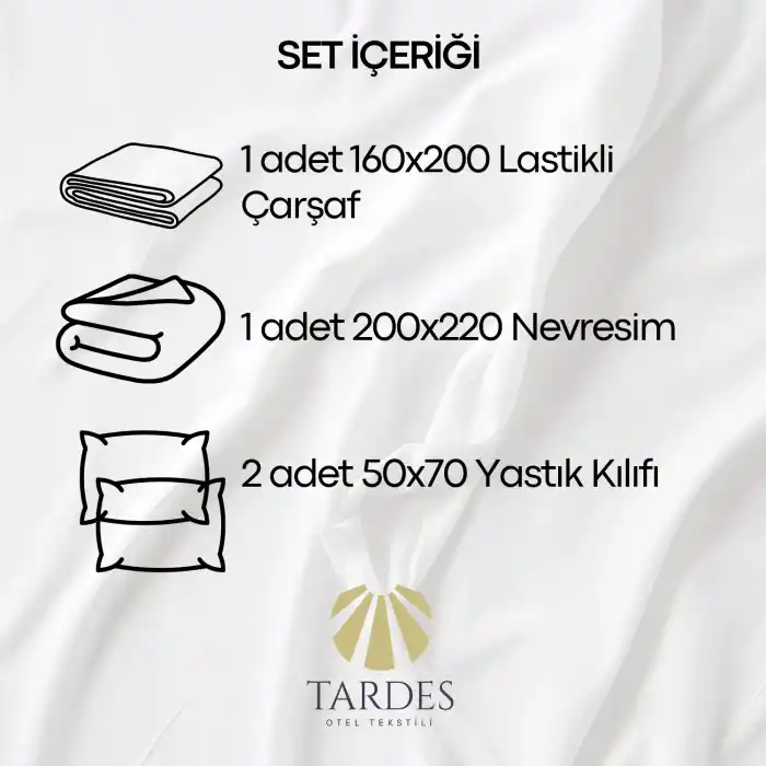 63 Tel Çift Kişilik Otel Nevresim Takımı (Lastikli Çarşaflı)