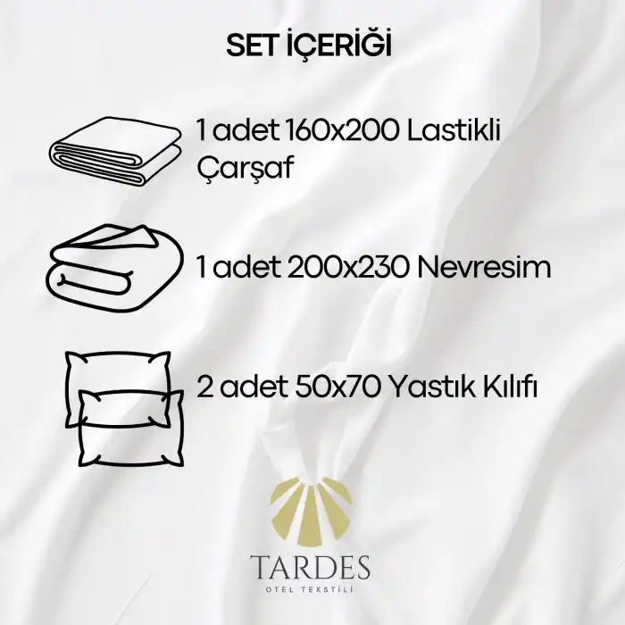 83 Tel Çizgili Pamuk Saten Çift Kişilik Otel Nevresim Takımı (Lastikli Çarşaflı)