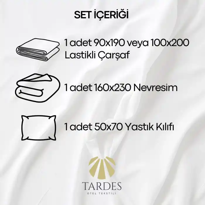 83 Tel Çizgili Pamuk Saten Tek Kişilik Otel Nevresim Takımı (Lastikli Çarşaflı)