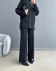 Kadın Yarım Balıkçı Yaka Kazak Pantolon Alt Üst Triko Takım - Siyah