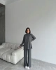 Kadın Yarım Balıkçı Yaka Kazak Pantolon Alt Üst Triko Takım - Antrasit