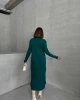 Kadın Şık Şerit Detaylı Uzun Kol Midi Triko Elbise - Nefti Yeşili