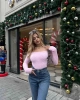 Kadın Pembe Kayık Yaka Triko Yumoş Kazak