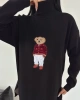 Kadın Siyah Oversize Ayıcıklı Oversize Balıkçı Yaka Triko Kazak