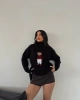 Kadın Siyah Oversize Ayıcıklı Oversize Balıkçı Yaka Triko Kazak