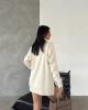 Kadın Ekru Oversize Ayıcıklı Oversize Balıkçı Yaka Triko Kazak