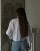 Kadın Beyaz Şık Bağcık Detaylı Crop Dokuma Gömlek
