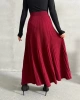 Kadın Bordo Pilise Detaylı Uzun Triko Etek