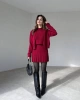 Kadın Bordo Hırka Bluz Yelek  3lü Triko Takım S/M