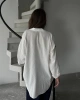 Kadın Ekru Premium Kalite Çizgili Oversize Tiril Gömlek