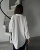 Kadın Ekru Premium Kalite Çizgili Oversize Tiril Gömlek