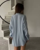Kadın Bebe Mavisi Premium Kalite Çizgili Oversize Tiril Gömlek