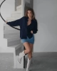 Kadın Siyah Premium Kalite Çizgili Oversize Tiril Gömlek