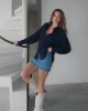 Kadın Siyah Premium Kalite Çizgili Oversize Tiril Gömlek