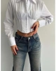 Kadın Fit Kesim Korse Detay Dokuma Crop Gömlek - Beyaz