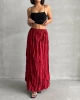 Kadın Yüksek Bel Kırışık Model Midi Boy Etek