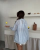 Kadın Mavi Çizgili Premium Kalite Transparan Gömlek