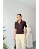 Kadın Bordo Yarım Fermuarlı Esnek Premium Kalite Polo Yaka Triko Bluz