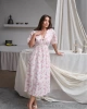 Kadın Pembe Çiçek Desenli Astarlı Yazlık Müslin Elbise