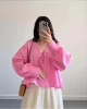 Kadın Uzun Kol Pembe Premium Müslin Kumaş Gömlek Bluz