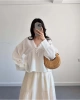 Kadın Uzun Kol Beyaz Premium Müslin Kumaş Gömlek Bluz