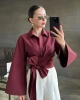 Kadın Bordo Bağlama Detaylı Gömlek