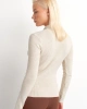 Kadın Bej Dik Yaka Çıtçıtlı Uzun Kol Triko Kazak