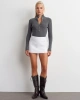 Kadın Antrasit Dik Yaka Çıtçıtlı Uzun Kol Triko Kazak