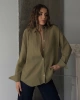 Kadın Haki Müslin Kumaş Premium Gömlek
