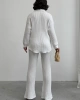 Kadın Ekru Yumuşak Dokulu Gömlek Pantolon İkili Premium Kalite Takım