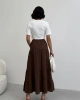 Kadın Acı Kahve Müslin Kumaş Premium Uzun Etek