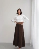 Kadın Acı Kahve Müslin Kumaş Premium Uzun Etek