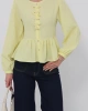 Kadın Limon Sarısı Fiyonk Detaylı Düğmeli Uzun Kol Gömlek Bluz