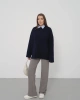 Kadın Lacivert Bisiklet Yaka Pamuksu Dokulu Triko Kazak