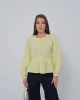 Kadın Limon Sarısı Fiyonk Detaylı Düğmeli Uzun Kol Gömlek Bluz