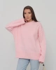 Kadın Şeker Pembe Bisiklet Yaka Pamuksu Dokulu Uzun Kol Triko Kazak
