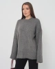 Kadın Oversize Antrasit Bisiklet Yaka Pamuksu Dokulu Triko Kazak