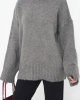 Kadın Oversize Antrasit Bisiklet Yaka Pamuksu Dokulu Triko Kazak