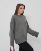 Kadın Oversize Antrasit Bisiklet Yaka Pamuksu Dokulu Triko Kazak