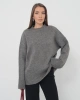 Kadın Oversize Antrasit Bisiklet Yaka Pamuksu Dokulu Triko Kazak