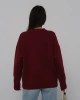 Kadın Oversize Bordo Bisiklet Yaka Pamuksu Dokulu Uzun Kol Triko Kazak