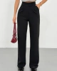 Kadın Siyah Yüksek Bel Likralı Cırt Bant Kapamalı Geniş Paça Palazzo Pantolon