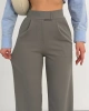 Kadın Antrasit Yüksek Bel Likralı Cırt Bant Kapamalı Geniş Paça Palazzo Pantolon